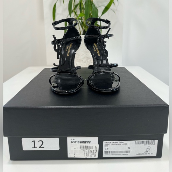 Saint Laurent Opyum Cassandra YSL Patent Ankle-Strap Sandals - Picture 2 of 13